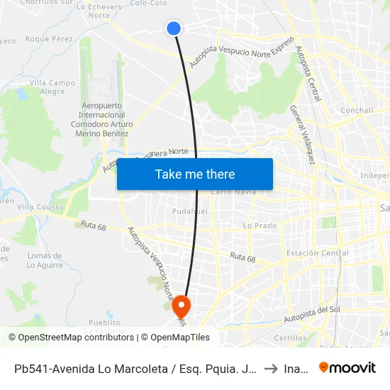 Pb541-Avenida Lo Marcoleta / Esq. Pquia. Jesús Obrero to Inacap map