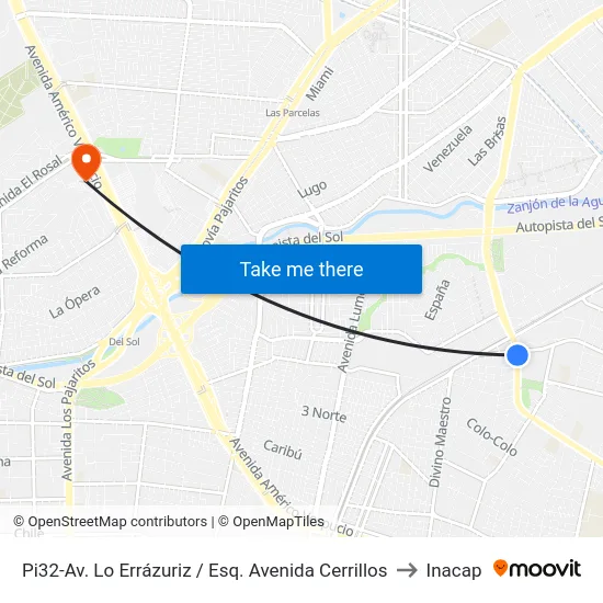 Pi32-Av. Lo Errázuriz / Esq. Avenida Cerrillos to Inacap map