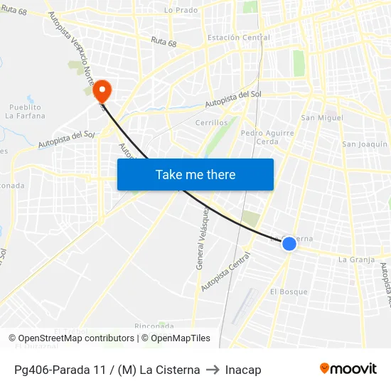 Pg406-Parada 11 / (M) La Cisterna to Inacap map