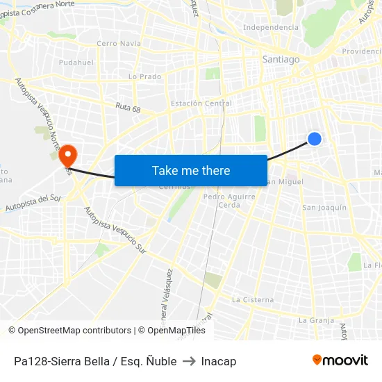 Pa128-Sierra Bella / Esq. Ñuble to Inacap map