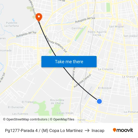 Pg1277-Parada 4 / (M) Copa Lo Martínez to Inacap map