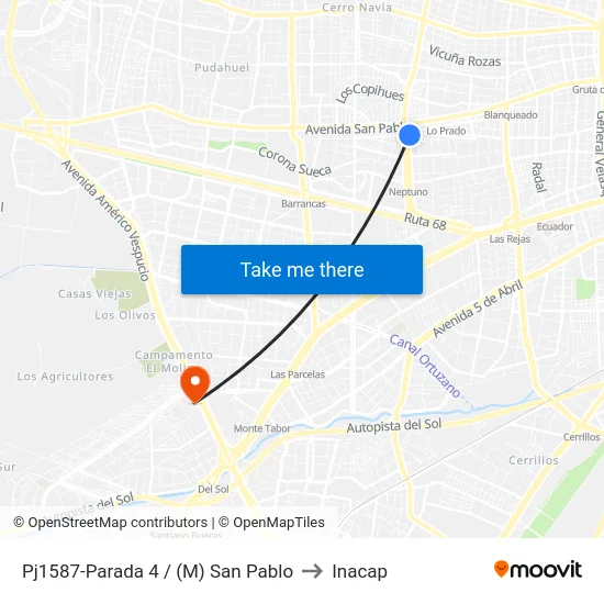 Pj1587-Parada 4 / (M) San Pablo to Inacap map