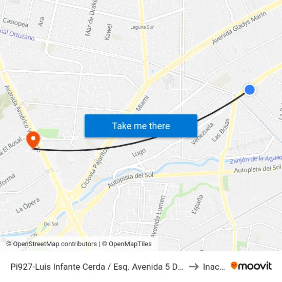 Pi927-Luis Infante Cerda / Esq. Avenida 5 De Abril to Inacap map