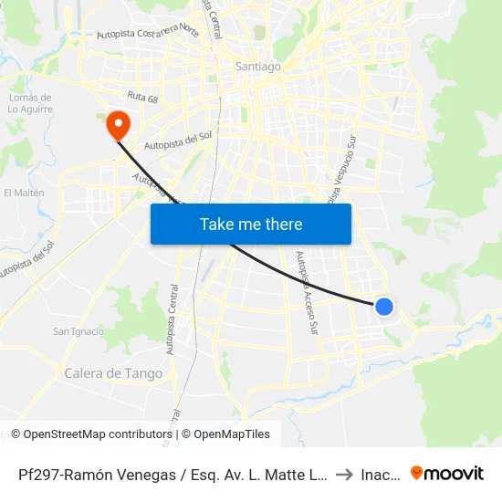 Pf297-Ramón Venegas / Esq. Av. L. Matte Larraín to Inacap map
