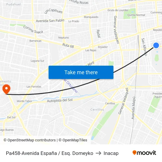 Pa458-Avenida España / Esq. Domeyko to Inacap map
