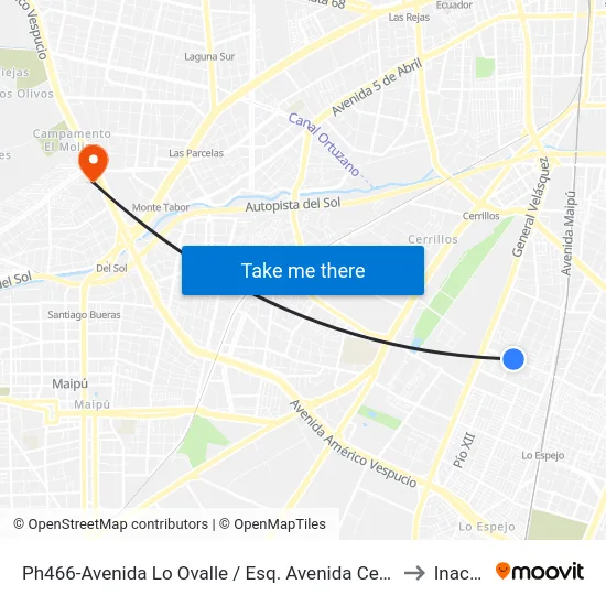 Ph466-Avenida Lo Ovalle / Esq. Avenida Central to Inacap map