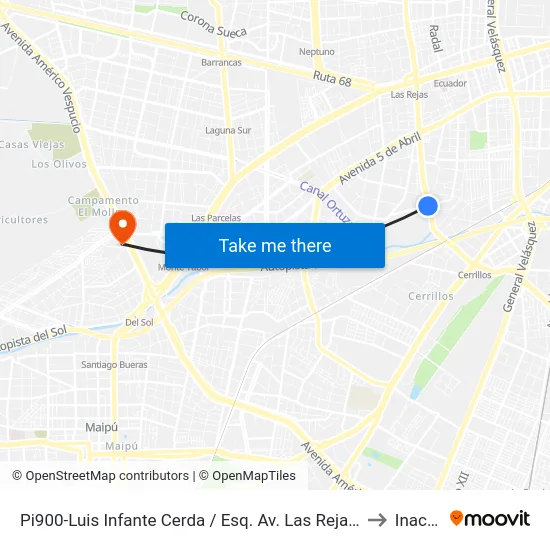 Pi900-Luis Infante Cerda / Esq. Av. Las Rejas-Sur to Inacap map