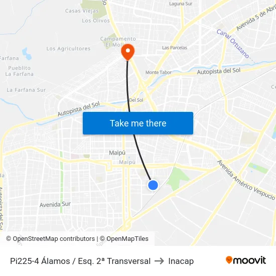 Pi225-4 Álamos / Esq. 2ª Transversal to Inacap map