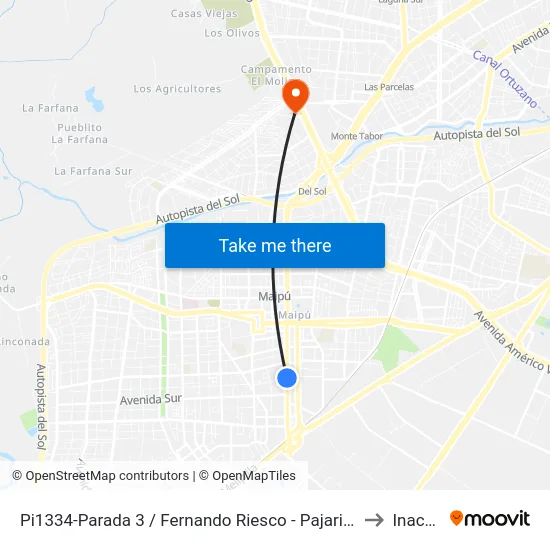 Pi1334-Parada 3 / Fernando Riesco - Pajaritos to Inacap map