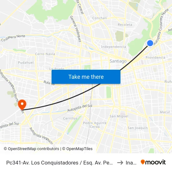 Pc341-Av. Los Conquistadores / Esq. Av. Pedro De Valdivia to Inacap map