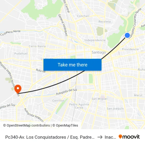 Pc340-Av. Los Conquistadores / Esq. Padre Letelier to Inacap map