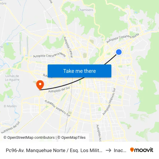 Pc96-Av. Manquehue Norte / Esq. Los Militares to Inacap map