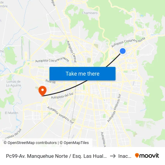 Pc99-Av. Manquehue Norte / Esq. Las Hualtatas to Inacap map