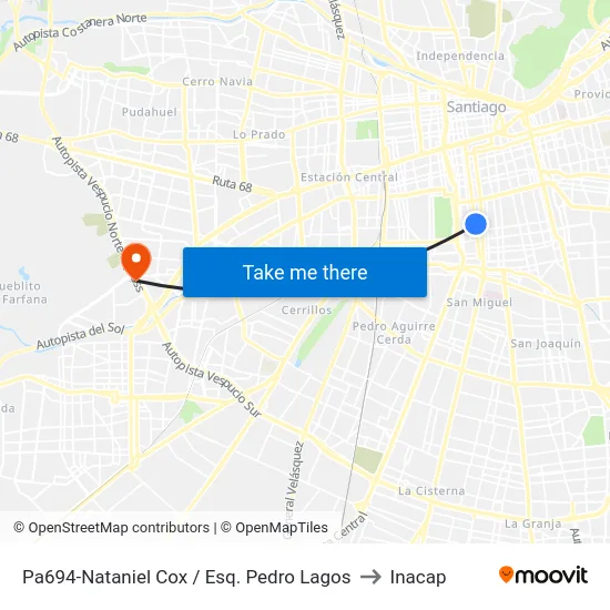 Pa694-Nataniel Cox / Esq. Pedro Lagos to Inacap map