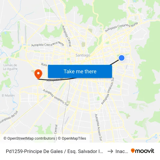 Pd1259-Príncipe De Gales / Esq. Salvador Izquierdo to Inacap map