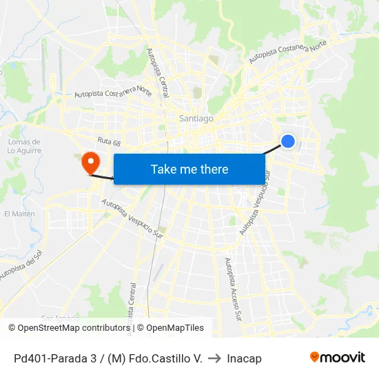 Pd401-Parada 3 / (M) Fdo.Castillo V. to Inacap map