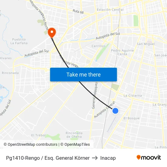 Pg1410-Rengo / Esq. General Körner to Inacap map
