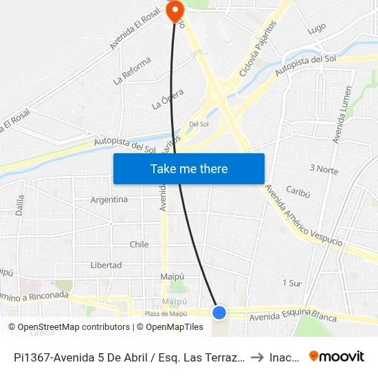 Pi1367-Avenida 5 De Abril / Esq. Las Terrazas to Inacap map