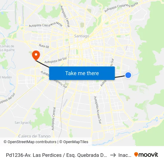 Pd1236-Av. Las Perdices / Esq. Quebrada De Macul to Inacap map