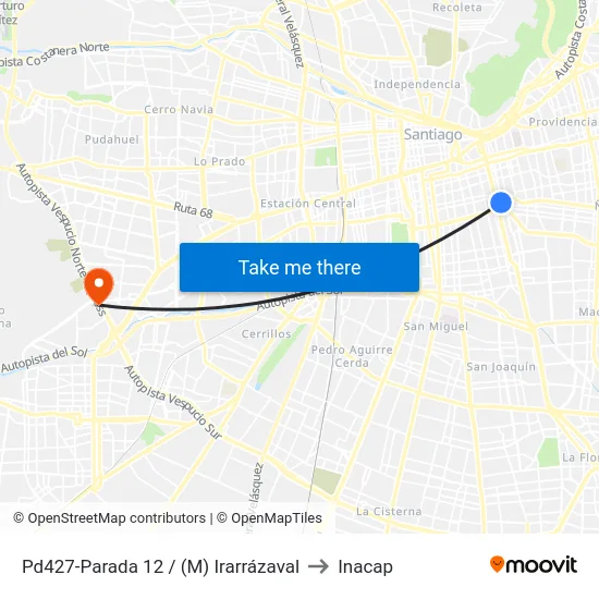 Pd427-Parada 12 / (M) Irarrázaval to Inacap map