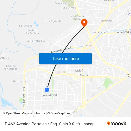 Pi462-Avenida Portales / Esq. Siglo XX to Inacap map