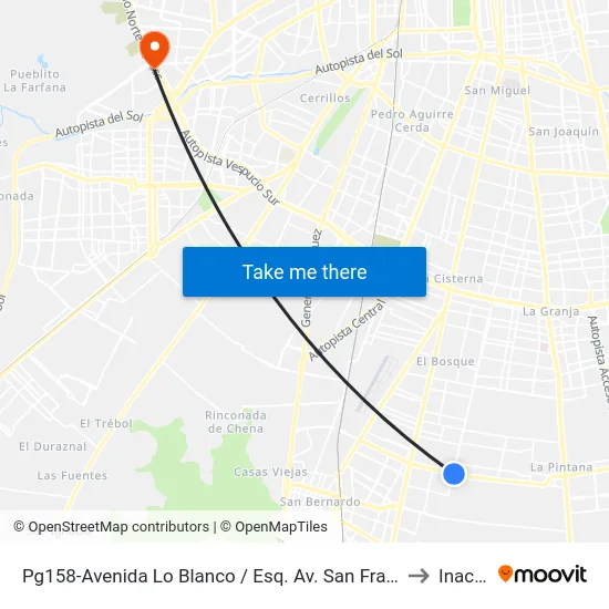 Pg158-Avenida Lo Blanco / Esq. Av. San Francisco to Inacap map