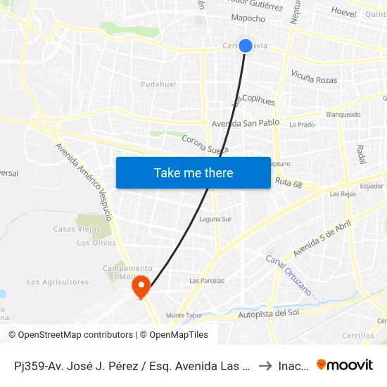 Pj359-Av. José J. Pérez / Esq. Avenida Las Torres to Inacap map