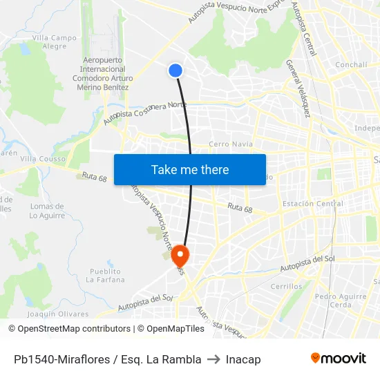 Pb1540-Miraflores / Esq. La Rambla to Inacap map