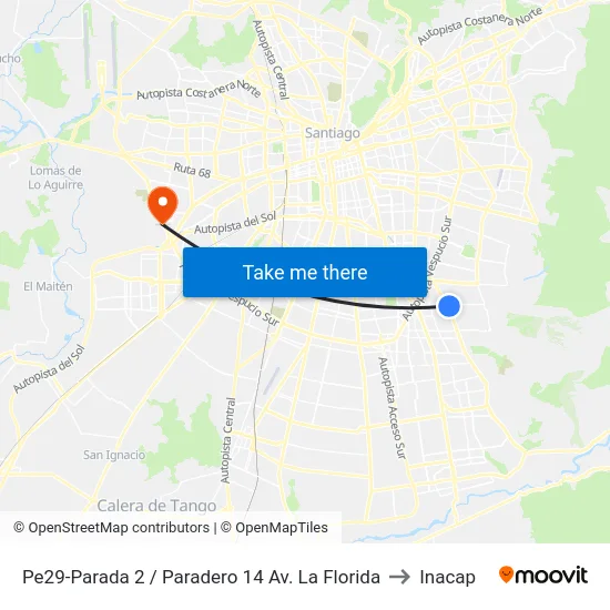 Pe29-Parada 2 / Paradero 14 Av. La Florida to Inacap map
