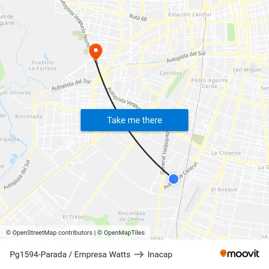 Pg1594-Parada / Empresa Watts to Inacap map