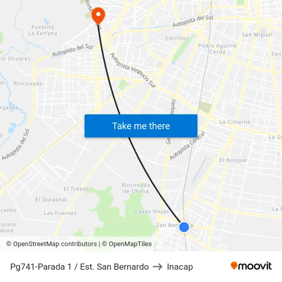 Pg741-Parada 1 / Est. San Bernardo to Inacap map