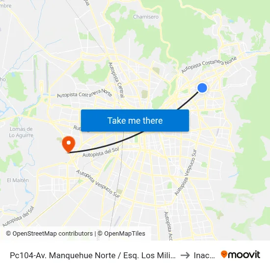 Pc104-Av. Manquehue Norte / Esq. Los Militares to Inacap map