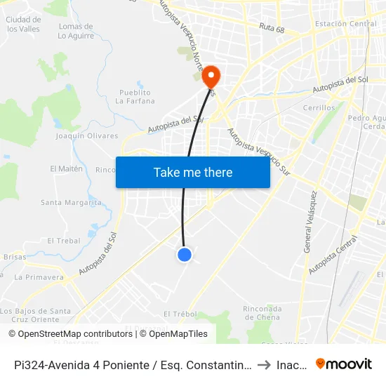 Pi324-Avenida 4 Poniente / Esq. Constantinopla to Inacap map
