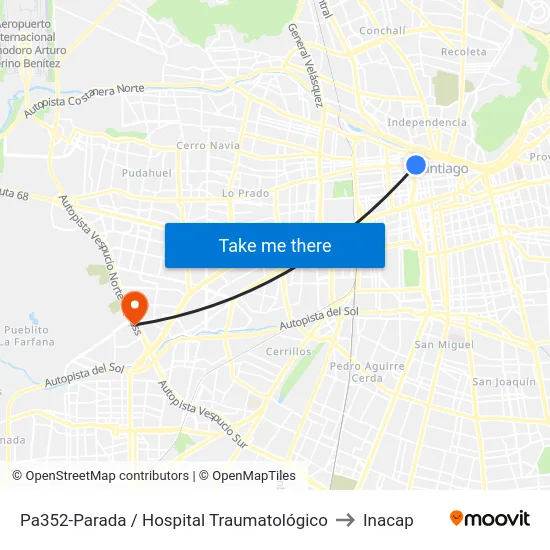 Pa352-Parada / Hospital Traumatológico to Inacap map