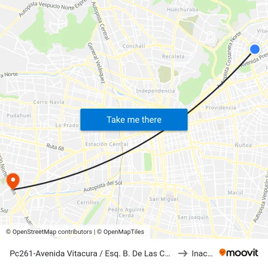 Pc261-Avenida Vitacura / Esq. B. De Las Casas to Inacap map