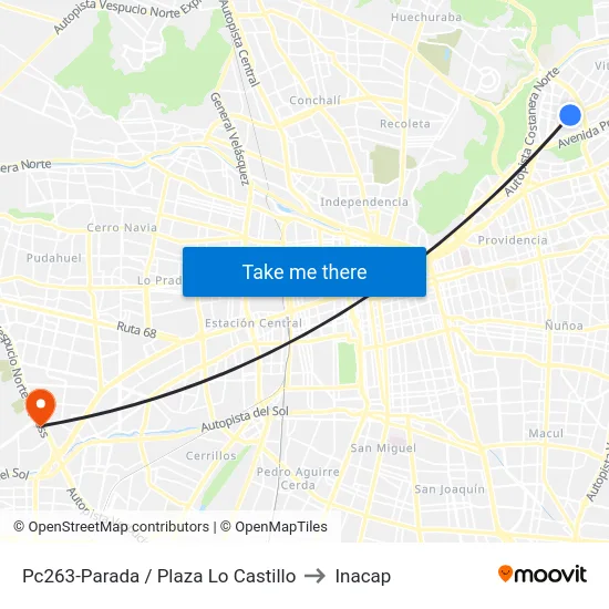 Pc263-Parada / Plaza Lo Castillo to Inacap map
