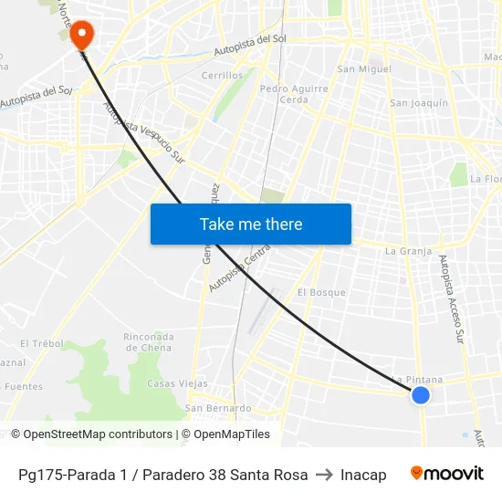 Pg175-Parada 1 / Paradero 38 Santa Rosa to Inacap map