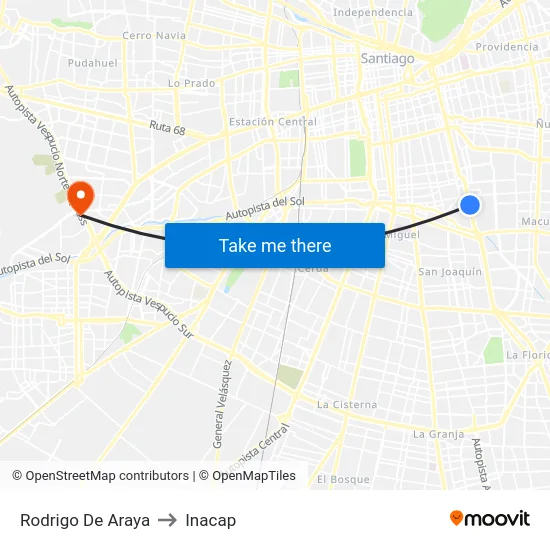 Rodrigo De Araya to Inacap map