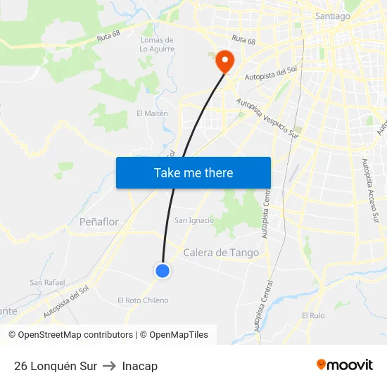 26 Lonquén Sur to Inacap map