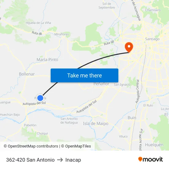 362-420 San Antonio to Inacap map