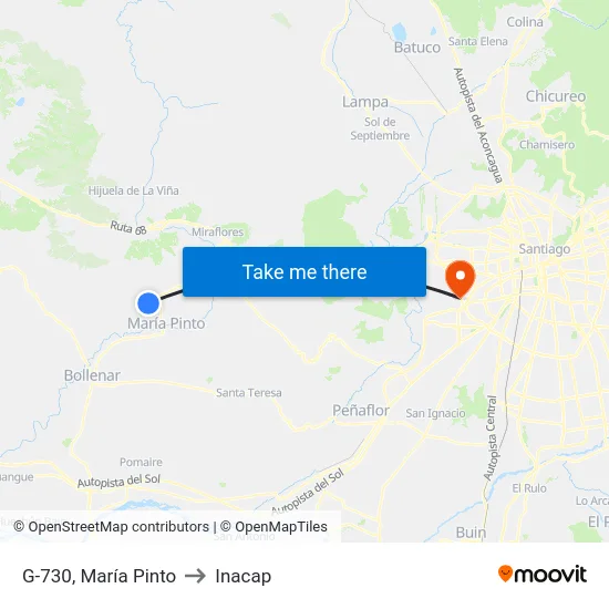 G-730, María Pinto to Inacap map