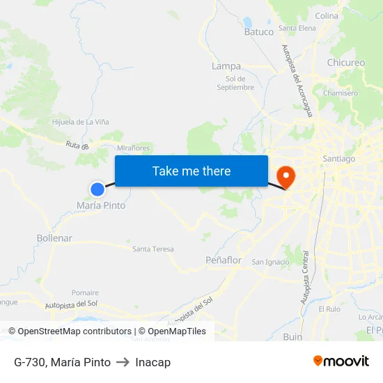 G-730, María Pinto to Inacap map