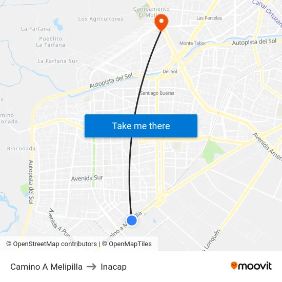 Camino A Melipilla to Inacap map