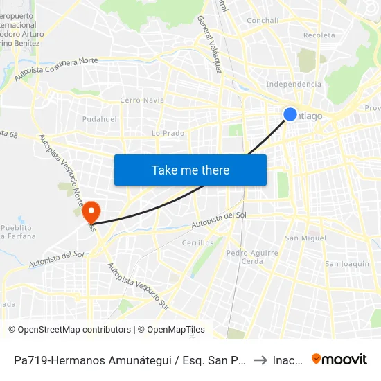 Pa719-Hermanos Amunátegui / Esq. San Pablo to Inacap map