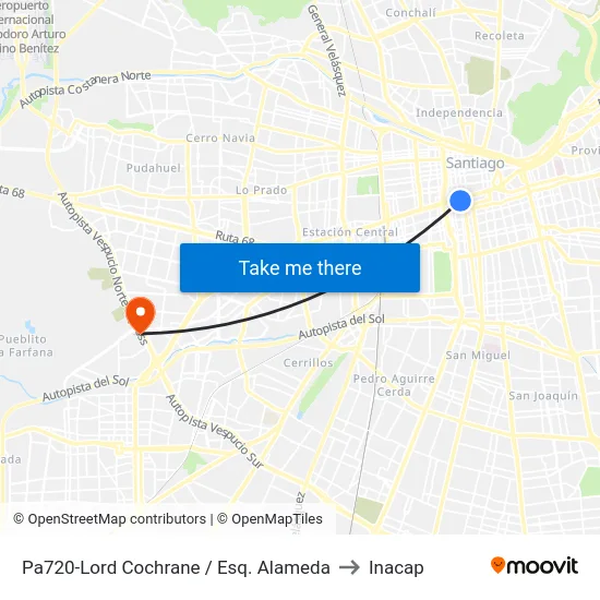 Pa720-Lord Cochrane / Esq. Alameda to Inacap map