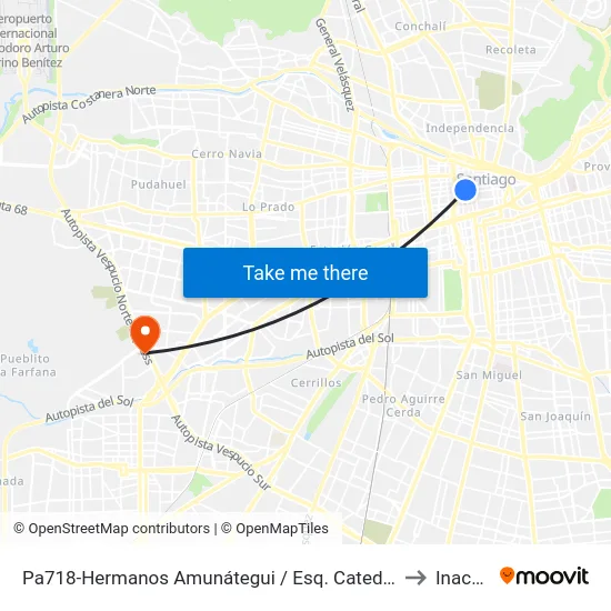 Pa718-Hermanos Amunátegui / Esq. Catedral to Inacap map