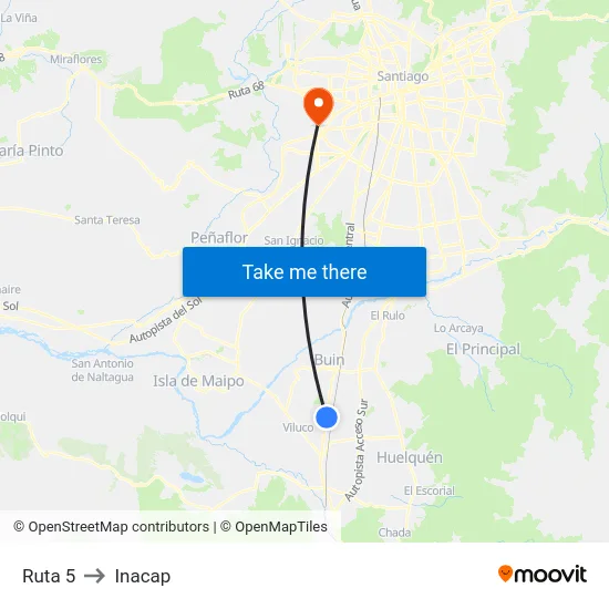 Ruta 5 to Inacap map