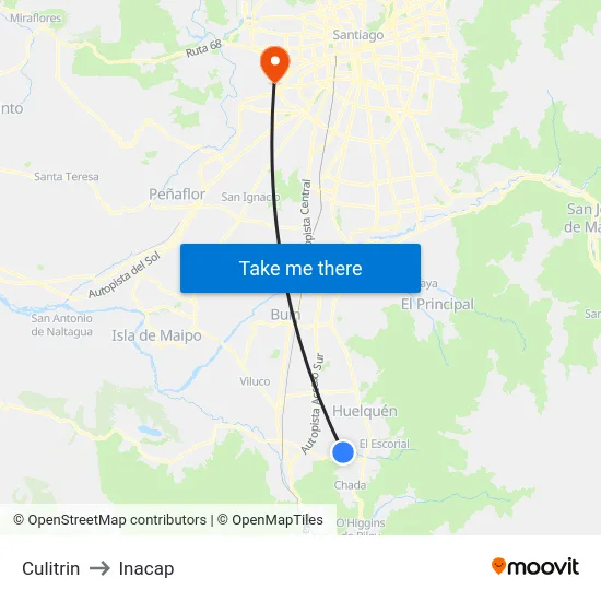 Culitrin to Inacap map