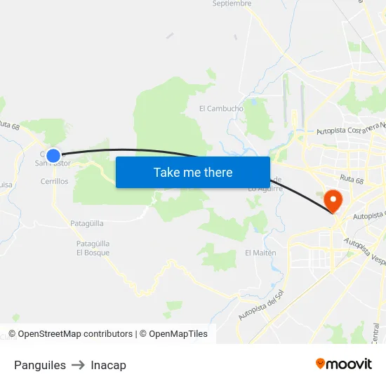 Panguiles to Inacap map