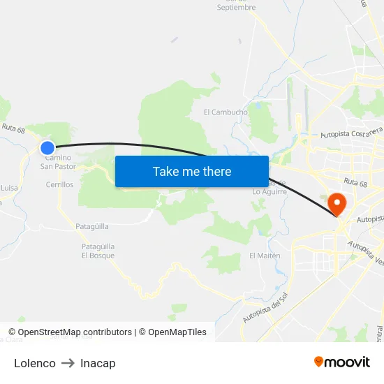 Lolenco to Inacap map